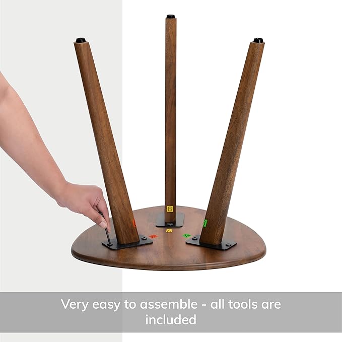 MH London Tri Pin Side Table I Handmade Natural Mango Wood, Naturally Moisture Resistant, Maintenance Free I 16" x 16" x 18" I Wandsworth, Walnut