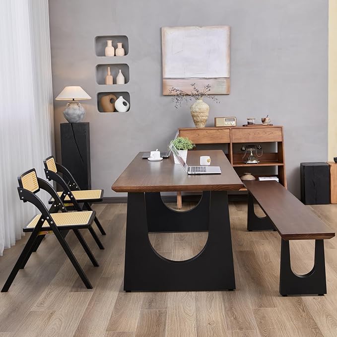 Wooden Executive Office Desk Computer Table Multi-Sized High Cost Performance Stylish Design Metal Legs Versatile Use for Office or Dining Casual Table (Walnut Color, 62.99in)