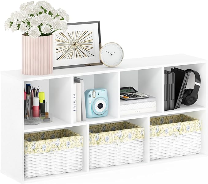 Furinno Luder Bookcase / Book / Storage , 7-Cube, White