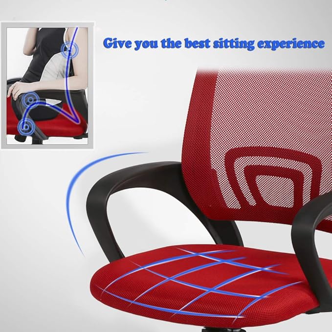 BestOffice Office Chair Ergonomic Cheap Desk Chair Mesh Computer Chair Lumbar Support Modern Executive Adjustable Stool Rolling Swivel Chair for Back Pain (Red)