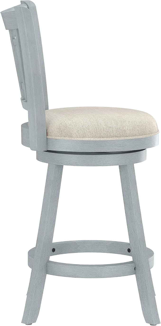 Hillsdale Fairfox 24.5" Wood Swivel Counter Height Stool, Blue Wire Brush