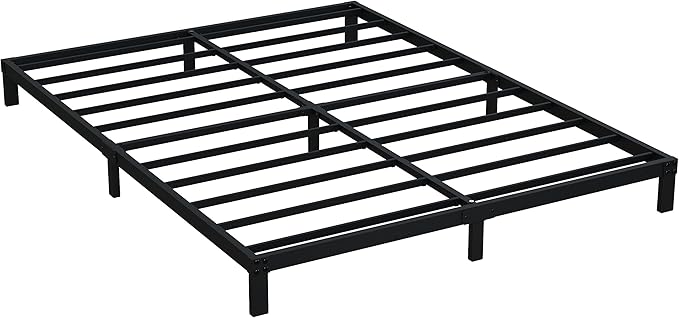 7 Inch Queen Bed Frame No Box Spring Need, Low Profile Metal Platform Bed Frame Queen Size, Heavy Duty Support Bedframes, Easy Assembly
