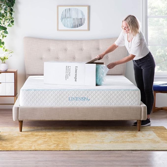 Linenspa 2 Inch Gel Swirl Memory Foam Mattress Topper with Machine-Washable-Cover