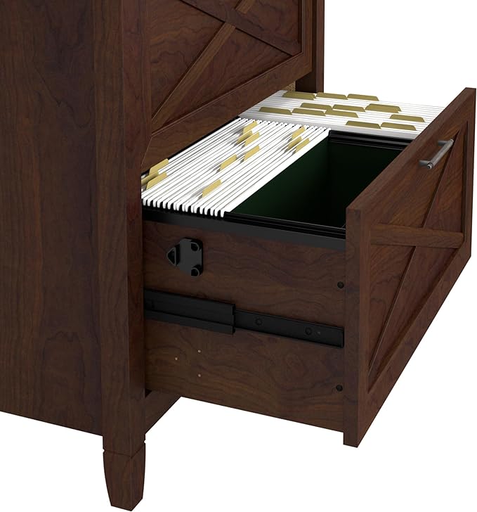 Bush Furniture Key West 2 Drawer Lateral File Cabinet in Bing Cherry