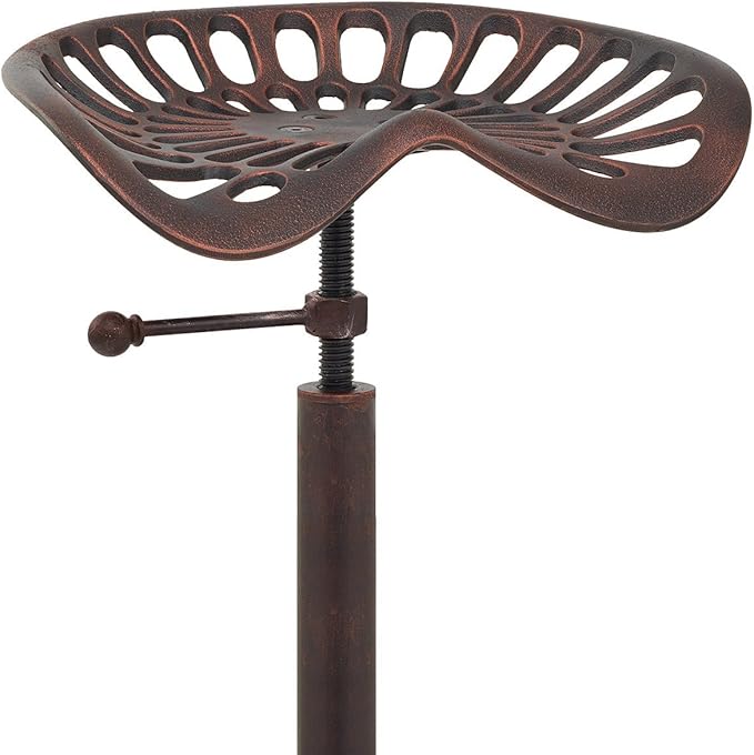 Diwhy Rustic Industrial Farmhouse Tractor Seat Adjustable Bar Stool Industrial bar Chair (Copper, Cast Iron)