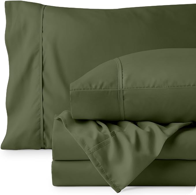 Bare Home Full XL Sheet Set - Luxury 1800 Ultra-Soft Microfiber Full Extra Long Bed Sheets - Double Brushed - Deep Pockets - Easy Fit - 4 Piece Set - Bedding Sheets & Pillowcases (Full XL, Cypress)