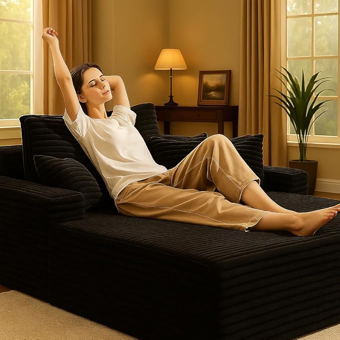 COMHOMA 105”Modular Sectional Sofa with Deep Seat,Cloud Upholstered L-Shape Couch Wide Arms Corduroy Fabric High-Density Foam Chaise Lounge for Living Room No Assembly Required
