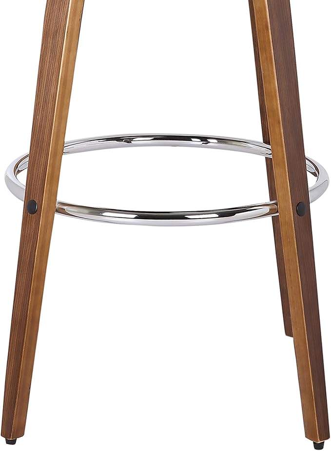 Armen Living Sonia 30" Bar Height Swivel Brown Faux Leather and Walnut Wood Bar Stool - Set of 2