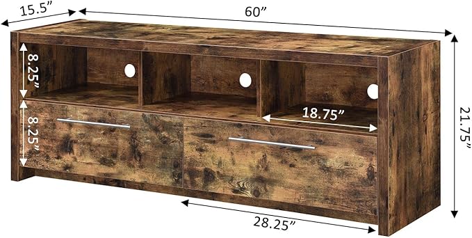 Convenience Concepts Newport Marbella 60 inch TV Stand with Cabinets and Shelves Home_Furniture_and_Decor, Unspecified, Barnwood
