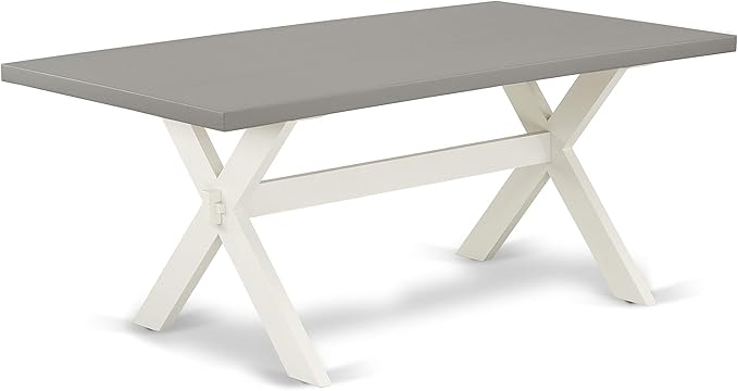 East West Furniture X097CE215-5 5 Piece Dining Room Table Set Includes a Rectangle Dining Table with X-Legs and 4 Baby Blue Linen Fabric Upholstered Parson Chairs, 40x72 Inch, Multi-Color