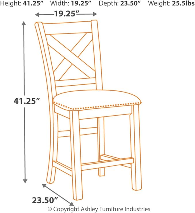 Signature Design by Ashley Moriville Rustic Farmhouse 24.5" Upholstered Barstool, 2 Count, Beige & Brown