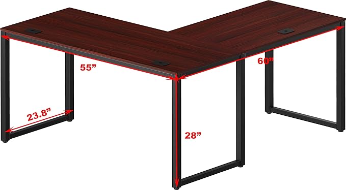 SHW 55 x 60 Inches Commercial-Grade L-Shape Corner Office Computer Desk, Cherry