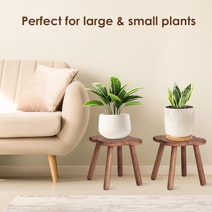 Wooden Step Stool for Adults Upgraded11.6inch Small Wooden Stool with Four Detachable and Assembled Legs for Bathroom, Kitchen, Bedroom, Plant Stand (Natural Solid Wood top and Legs)