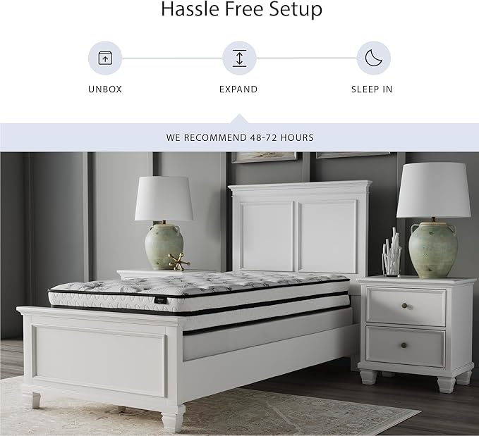 Signature Design by Ashley Twin Size Chime 8 Inch Medium Firm Innerspring Mattress with Pressure Relief Quilt Foam, Fiberglass Free, Mattress In A Box