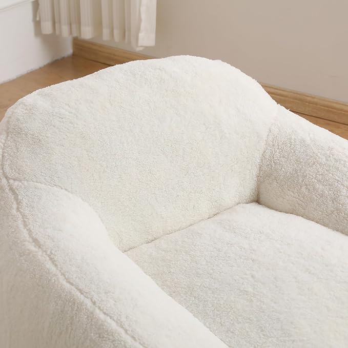 Furniliving Bean Bag Chair, Oversized Bean Bag Couch for Adults Comfy Bean Bag Sofa with Back Support, Giant Bean Bag Chair Stuffed Floor Sofa for Living Room Bedroom Dorm Office, Teddy, Off White