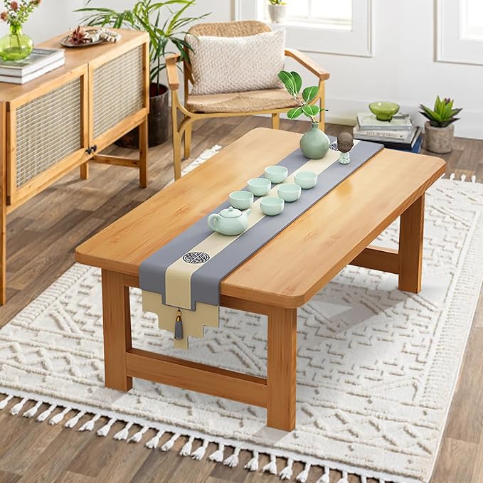 Japanese Floor Sitting Table, Folding Wood Tea Table Chabudai Japanese Coffee Table Low Table for Living Room Home Tatami Office (B 31.5 * 15.7 * 11.8 INCH)