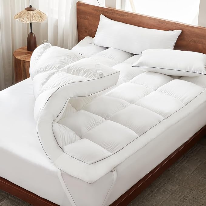 Decroom 5 Inch Memory Foam Mattress Topper King Size, Filled with Breathable Memory Foam Pillow Topper, Soft Fluffy Supportive Bed Mattress Pad for Back Pain Relief, 80x78x5 Inch