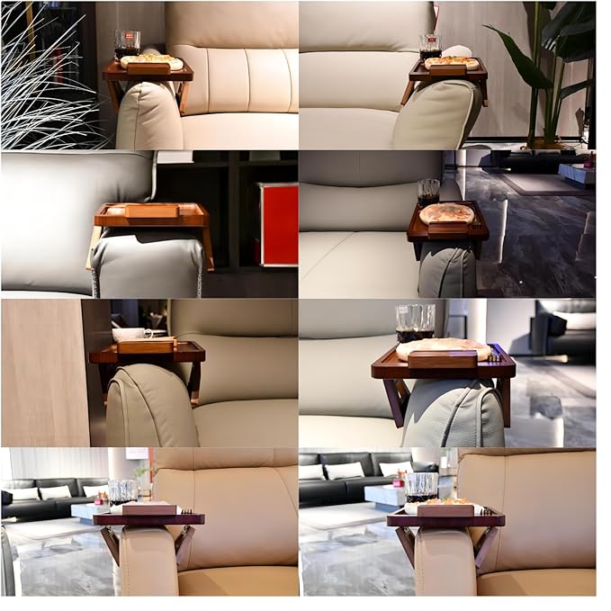 Couch Arm Tray Table Clip on Sofa, Armrest TV Tray Table with 360° Rotating Phone Holder, Sofa Chair Side Table, Gift for Mom Dad or Friends 11.8'' with Logo of Tree of Life