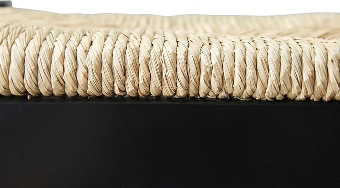 Signature Design by Ashley Mirimyn Farmhouse 23.63" Counter Height Bar Stool with Woven Wicker Seats, 2 Count, Black & Light Brown