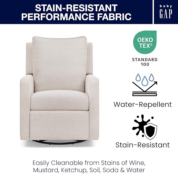 Delta Children babyGap Harlowe Power Recliner with USB-A and Type-C Ports Greenguard Gold Certified – Stain-Resistant Performance Fabric is Oeko-TEX Standard 100 Certified, Sand