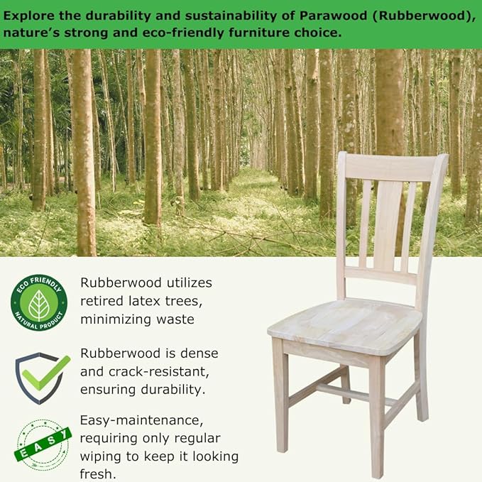 Set of Two San Remo Slat Back Dining Chairs, Unfinished