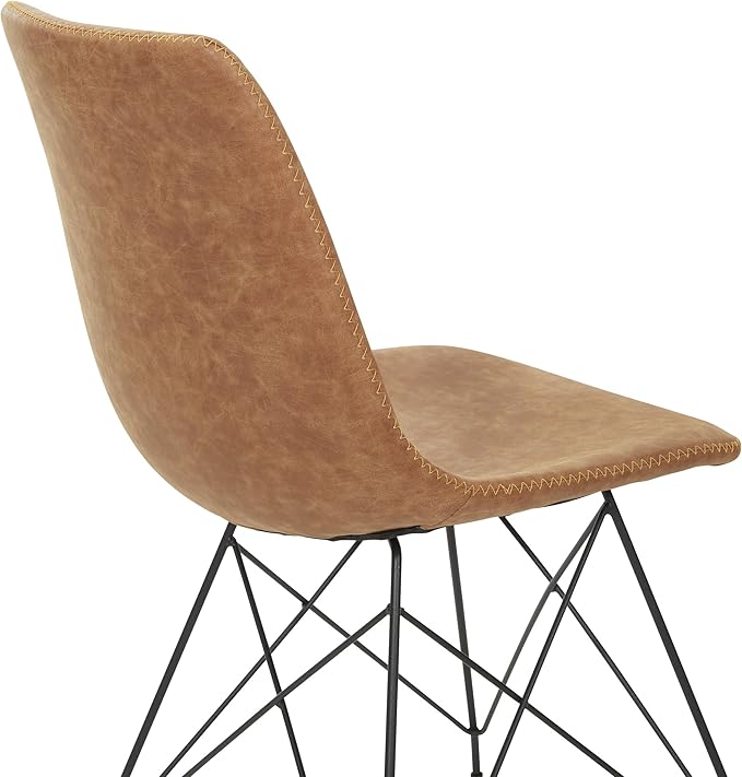 OSP Home Furnishings Trenton Modern Dining Chairs, Set of 2, Sand Faux Leather
