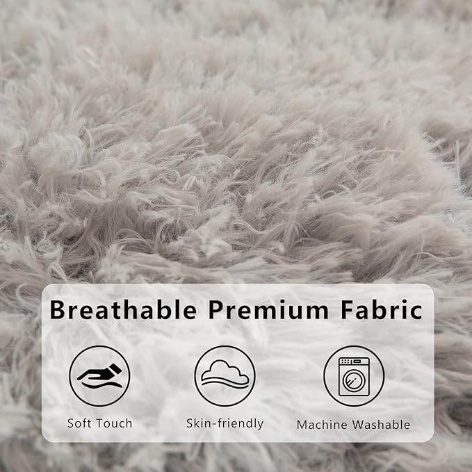 BYBYME Giant Bean Bag Chair, Faux Fur Bean Bag Couch with Filler Large Living Room Bean Bag Chairs for Adults, Big Lazy Sofa Accent Chair with Pocket Floor Chair