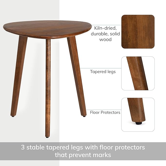 MH London Side Table - Wandsworth Wooden End Table - Exclusively Designed Hand Crafted Large Tables - Contemporary Triangle End Table for Living Room, Bedroom Bedside Tables and Office, Walnut