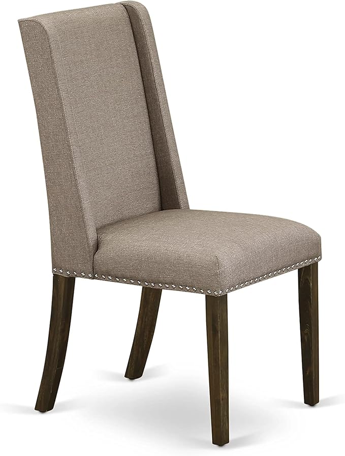 East West Furniture X727FL716-6 6 Piece Dining Set Contains a Rectangle Dining Room Table with X-Legs and 4 Dark Khaki Linen Fabric Parson Chairs with a Bench, 40x72 Inch, Multi-Color
