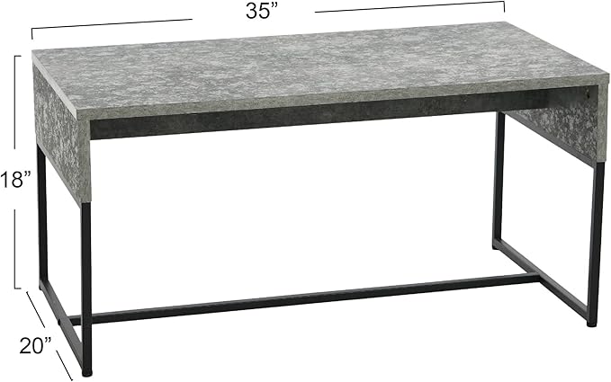 Household Essentials Wrap Rectangular Coffee Table Rustic Slate Concrete and Black Metal