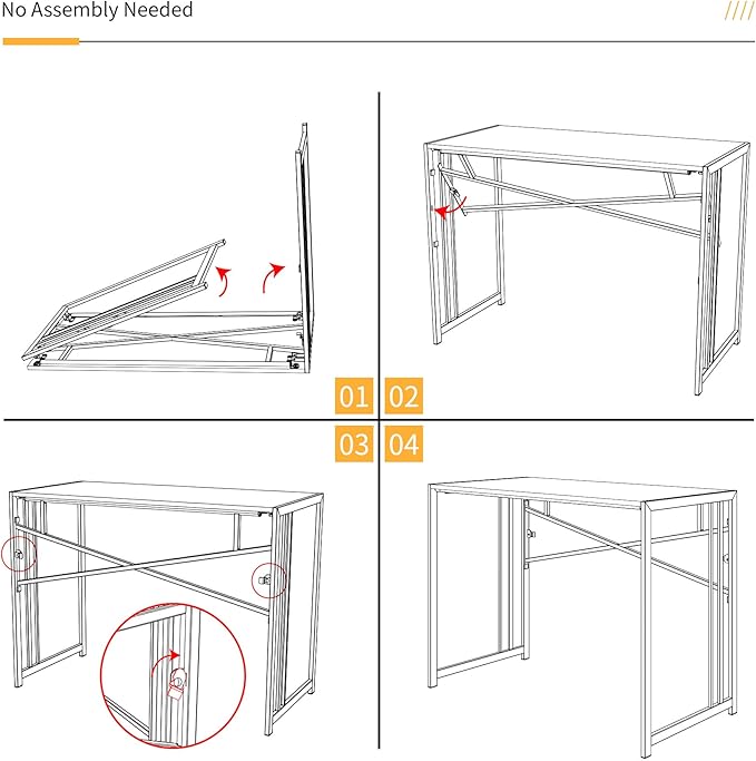 Small Folding Desk 32 inch, No Assembly Required Small Office Desk, Writing Gaming Computer Camping Desk, White