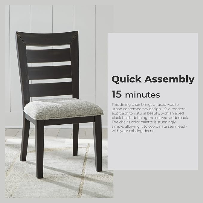 Signature Design by Ashley Galliden Urban Armless Upholstered Dining Chair, Set of 2, Black & Light Gray