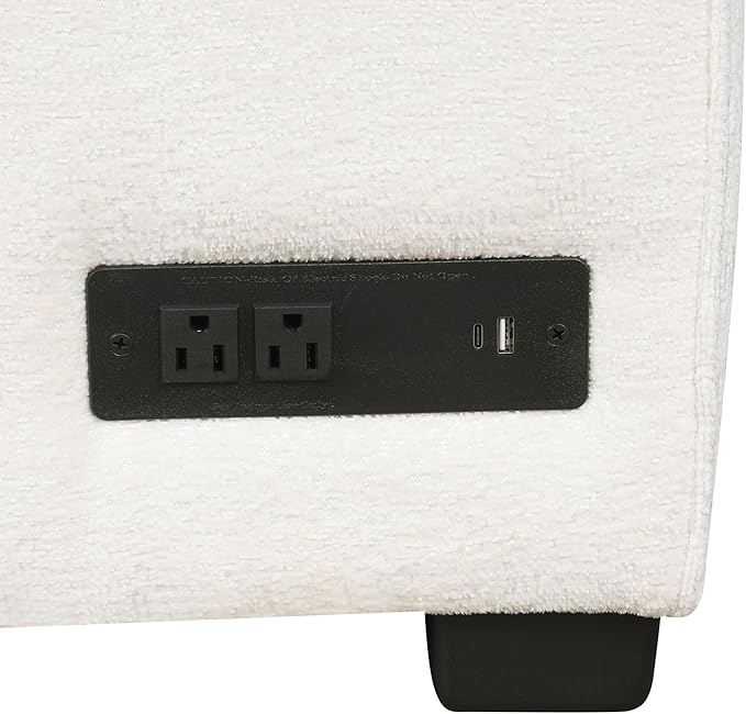 112" Luxurious Pull-out Sofa Bed Sleeper with Storage Ottoman,Sectional Sleeper Couch W/ 3 Pillows,2 USB ports & 2 Power Sockets,Corner Furniture Set for Living Room Large Space,Cream Chenille
