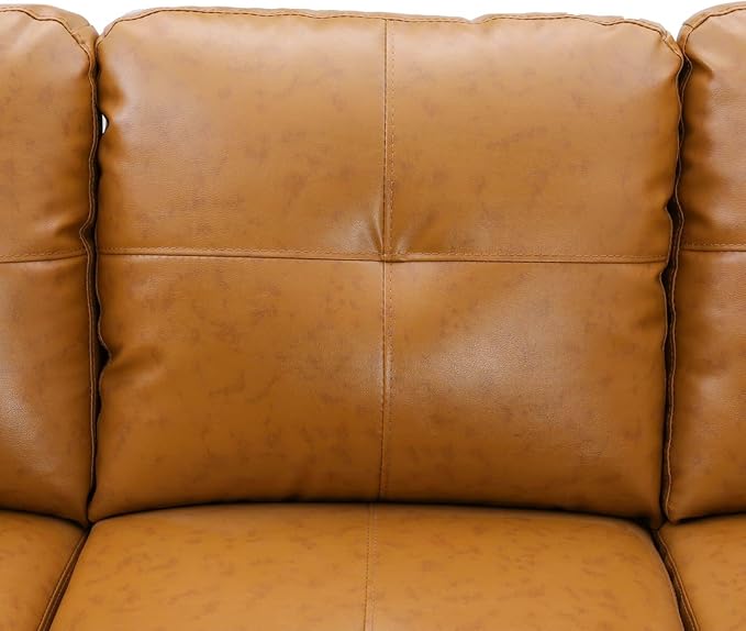 NicBex Sectional Couch 3 Pieces Sofa Set with Left Chaise Faux Leather L Shaped Cloud Couch for Living Room Furniture Sets with Storage Ottoman, Modular Sofa for Living Room & Apartment, Ginger Yellow
