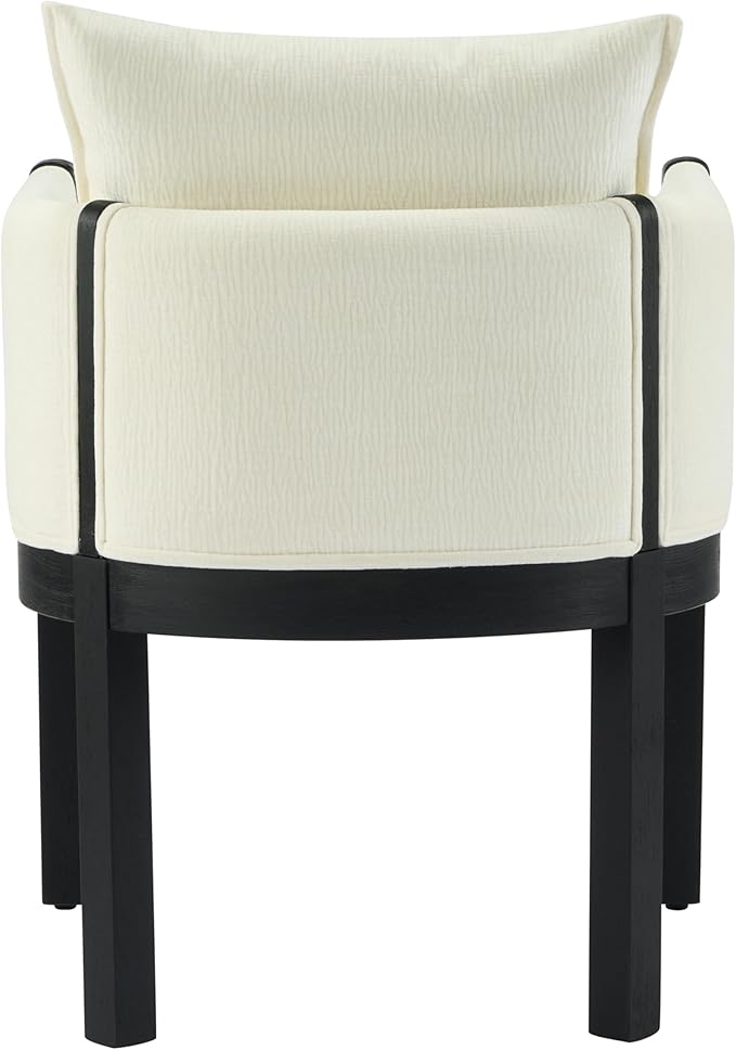 Christopher Knight Home Lucid Linen Upholstered Dining Chairs Set of 2, Rubber Wood Dining Room Chairs, Modern Armchair, Extra Seating for Dining Room, Versatile Indoor Furniture, White + Black
