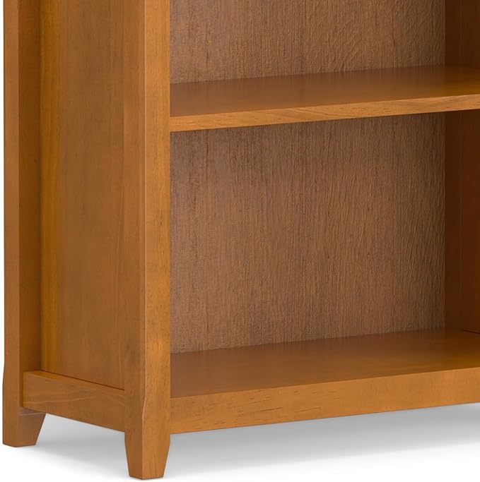 SIMPLIHOME Amherst Bookcase - 70 inch Tall 5-Shelf Solid Wood Bookshelf in Light Golden Brown, Transitional Storage for Living Room, Study Room or Office with Adjustable Shelves and Tapered Legs