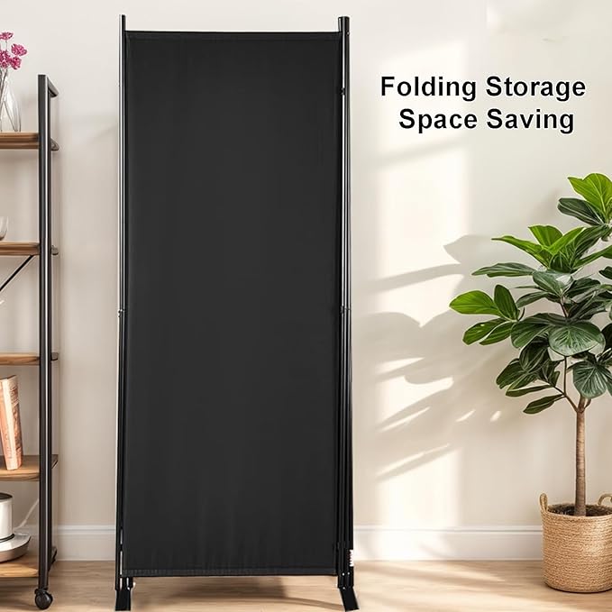 Room Divider 3-Panel Privacy Screen, Portable Screen Steel Frame with Hook&Loop for Home, Office, Classroom, Studio, Meeting (Black