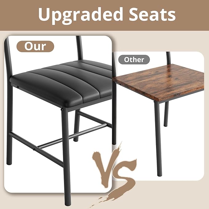 IRONCK Dining Table Set for 4, Kitchen Table with Upholstered Bench and 2 Chairs, Kitchen Table and Chairs Set for Small Space, Apartment, Rustic Brown