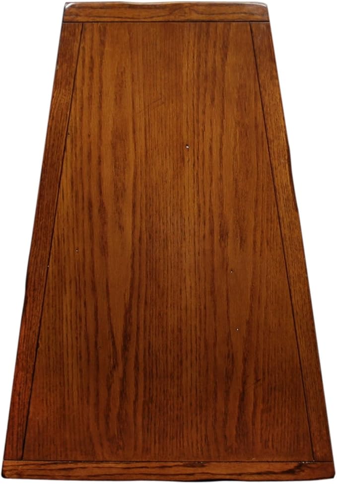 Leick Home Slate End Table, Solid Wood, Narrow Wedge Shape, Slate Tile Insets, Bottom Display Shelf, Easy-Assembly, Rustic Oak, 23.5 in. L x 17 in. W x 24 in. H, 10056