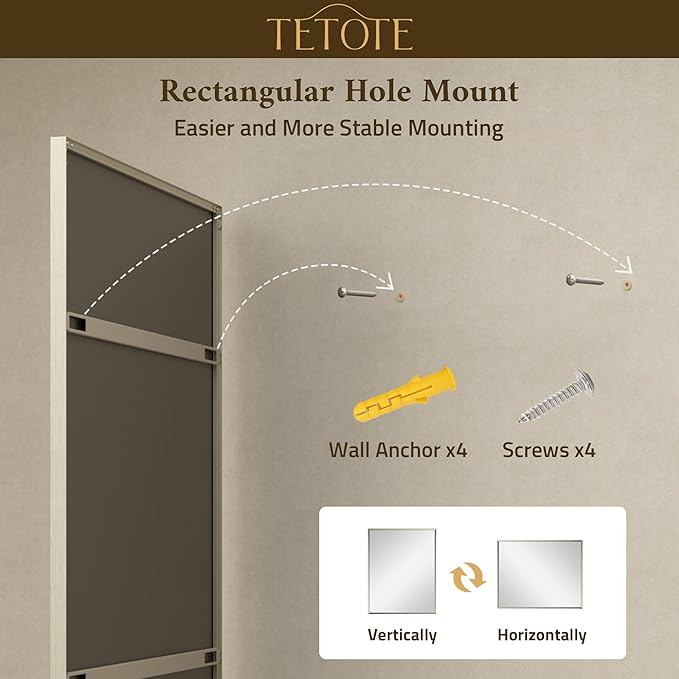 TETOTE Brushed Nickel Bathroom Mirror 48" x 30" Beveled Frame Rectangle Bathroom Vanity Wall Mirror for Over Sink, Tempered Glass, Stronger Frame, Modern Farmhouse Bedroom, Entryway, Living Room
