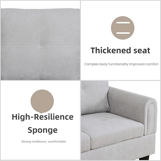 L Shaped Sectional Couches for Living Room, Modular Sectional Sofa with Ottoman Storage, Modern Comfy 4 Seat L Shaped Couch with Chaise for Bedroom Apartment Furniture, Gray