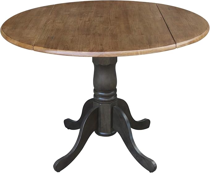International Concepts 42 Inch Dual Drop Leaf Dining Height Table, Hickory/Washed Coal.