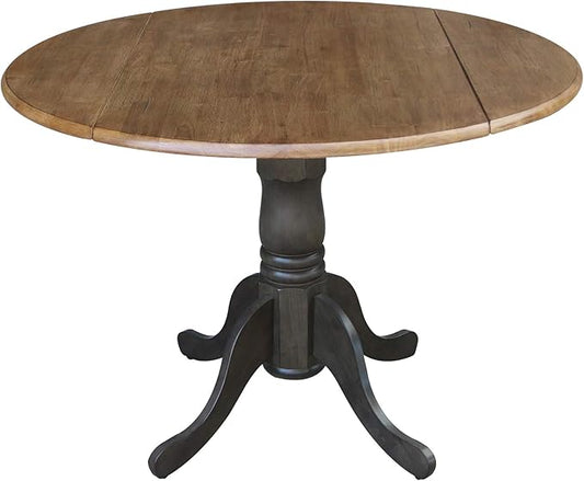 International Concepts 42 Inch Dual Drop Leaf Dining Height Table, Hickory/Washed Coal.