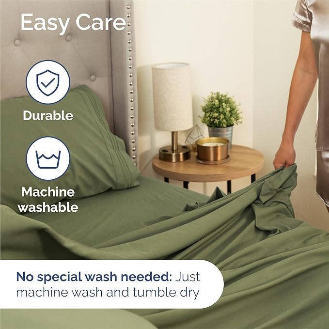 King Size 4 Piece Sheet Set - Comfy Breathable & Cooling Bed Sheets Set - Hotel Luxury Bedding for Women, Men, Kids, Teens, Boys & Girls - Deep Pockets, Soft and Wrinkle Free - Oeko-Tex - Sage Green