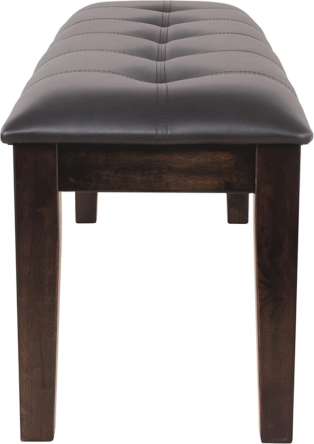 Signature Design by Ashley Haddigan Traditional Upholstered Dining Room Bench, Dark Brown