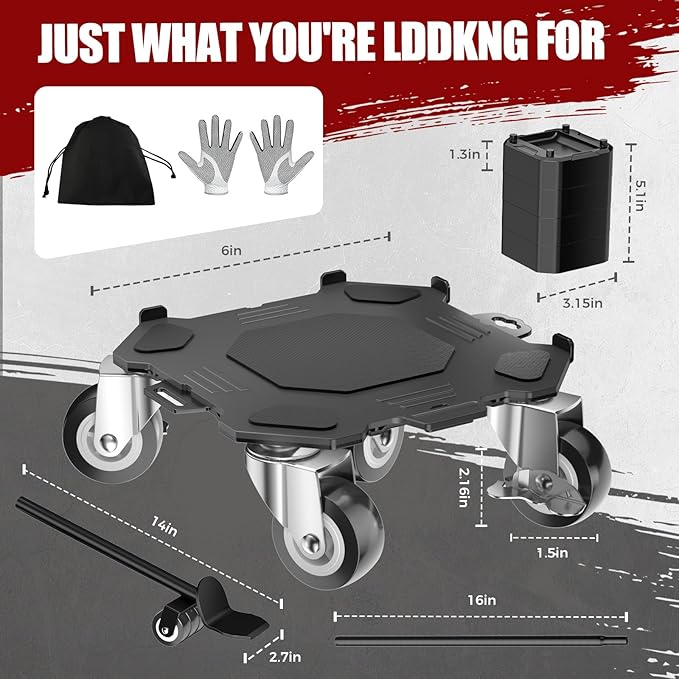Upgraded Furniture Dolly Movers 5 Wheel Heavy Duty 3000LBS Capacity Carbon Steel Panel 360° Rotating Casters Furniture Slider for Sofa Refrigerator Piano (Black, 6in)