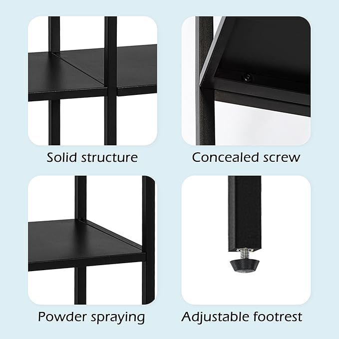 HDANI 39.4 Inch Metal Console Table with 3 Tier Strage Shelves,Narrow Entryway Table,Modern Sofa Tables for Entryway, Living Room,Bedroom,Black