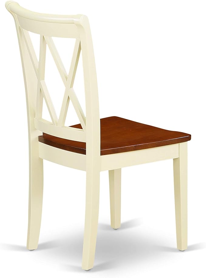 East West Furniture DOCL7-BMK-W 7 Piece Dining Room Furniture Set Consist of a Rectangle Wooden Table with Butterfly Leaf and 6 Kitchen Dining Chairs, 42x78 Inch, Buttermilk & Cherry
