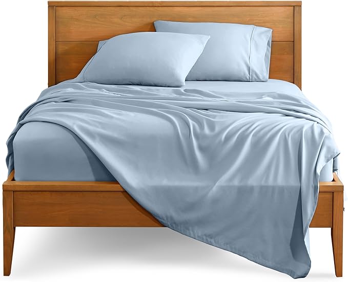 Bare Home Full XL Sheet Set - Luxury 1800 Ultra-Soft Microfiber Full Extra Long Bed Sheets - Double Brushed - Deep Pockets - Easy Fit - 4 Piece Set - Bedding Sheets & Pillowcases (Full XL, Dusty Blue)