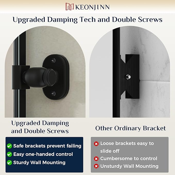 Keonjinn Pivot Mirror Bathroom, 20 x 24 In Beveled Tilt Mirror Bathroom, Matte Black Farmhouse Rectangular Metal Framed Mirrors, Rounded Corner Rectangular Vanity Mirrors for Wall, Horizontal/Vertical